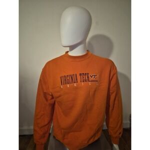 Virginia Tech Hokies Sweatshirt Mens Medium Orange NCAA Football Crewneck